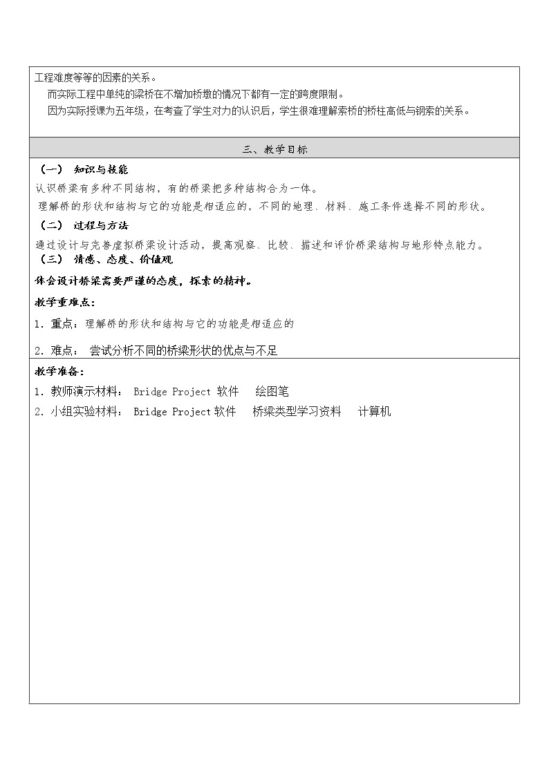 教科版科学六年级上册2.7 桥梁的形状和结构 教案02