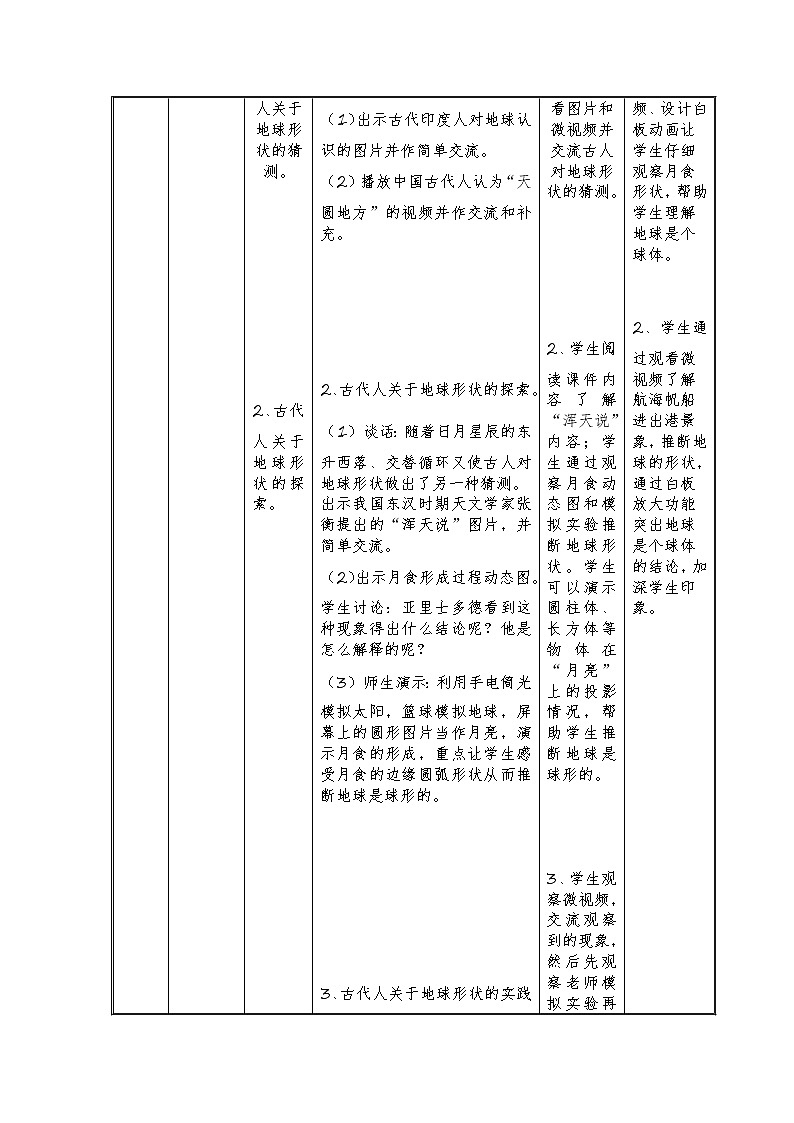 苏教版六年级科学上册 2.1 地球的形状(1) 教案第3页