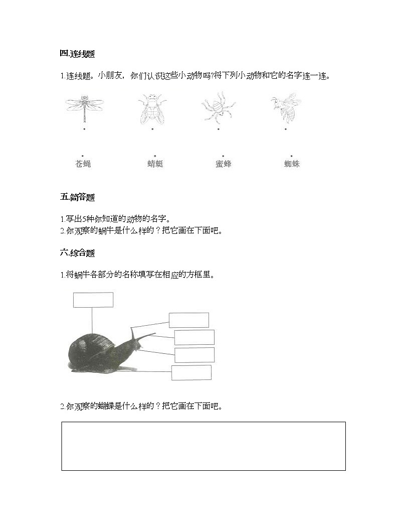 教科版一年級(jí)下冊(cè)科學(xué)第二單元 動(dòng)物 測(cè)試卷（含答案） (11)第3頁(yè)