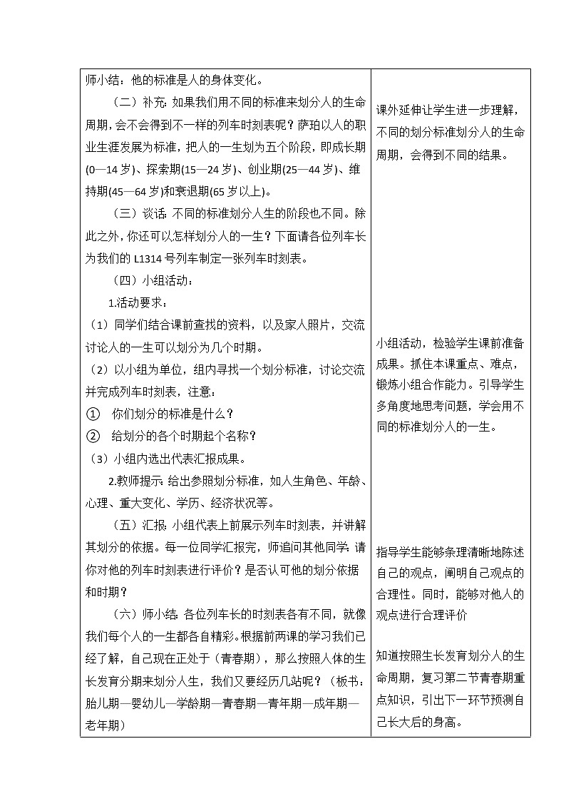 苏教版六年级科学下册 1.3 人生之旅 教案第3页