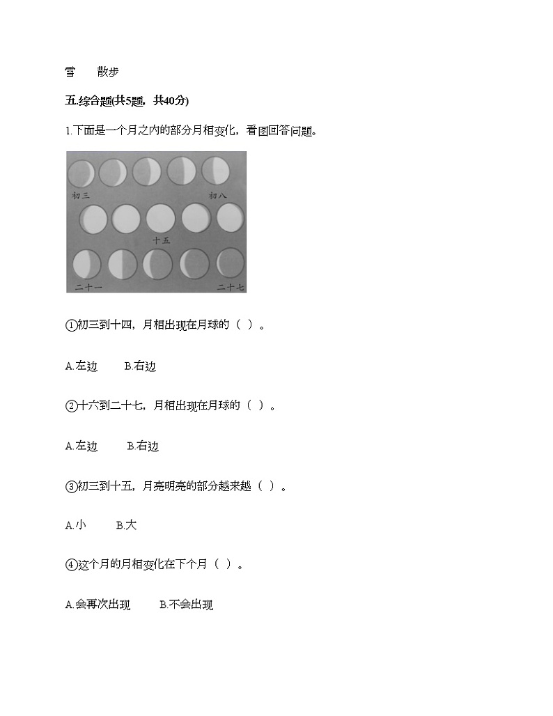 教科版科学二年级上册第一单元《我们的地球家园》测试卷第3页