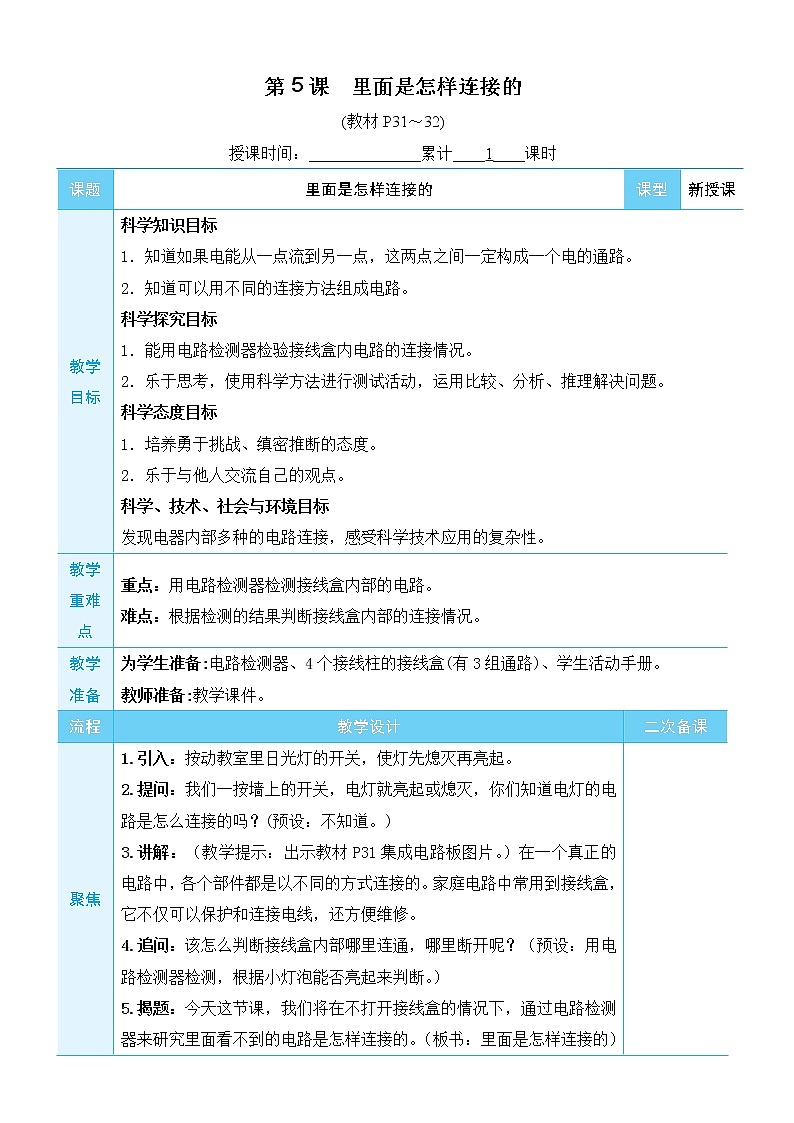 新教科版科学四下 第5课 里面是怎样连接的 PPT课件+教案+视频素材01