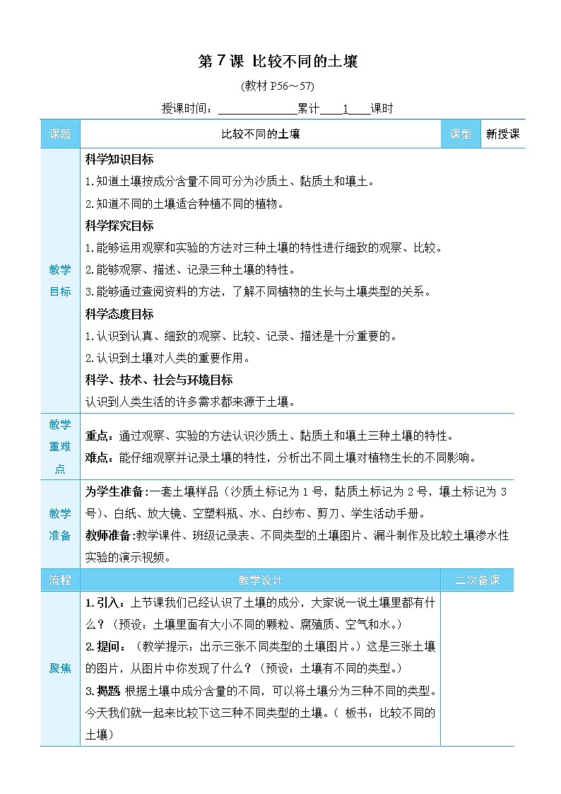 新教科版科学四下 第7课 比较不同的土壤 PPT课件+教案+视频素材01