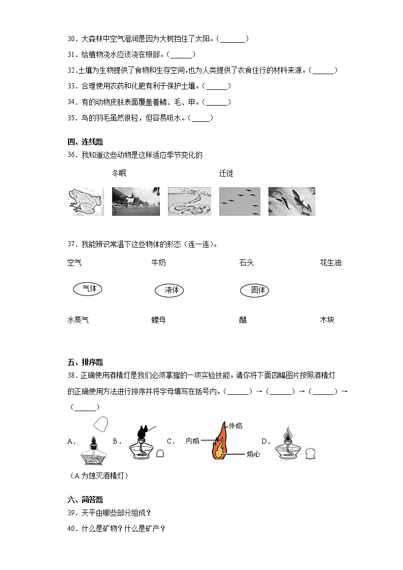 青岛版三年级上册科学期末过关测试卷(含答案)第3页