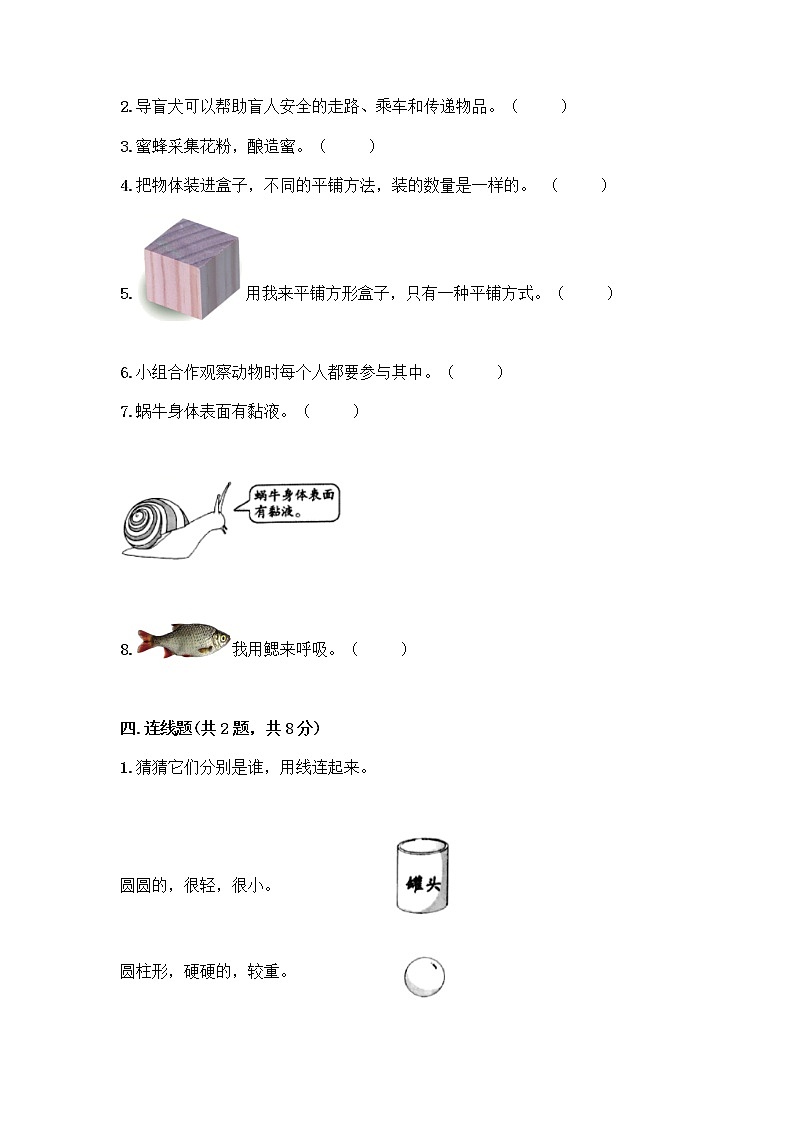 教科版一年级下册科学期末测试卷及答案(名师系列)及答案(考点梳理)第3页