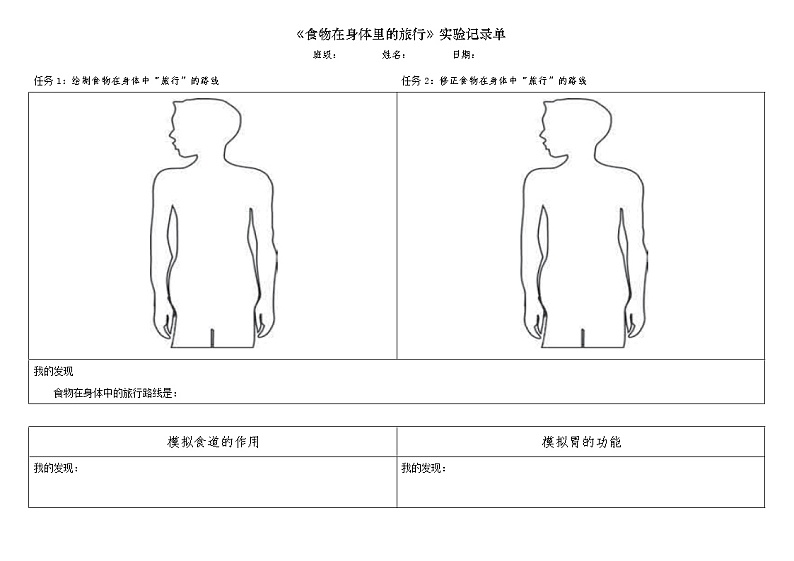 3、《食物在身体里的旅行》实验记录单第1页