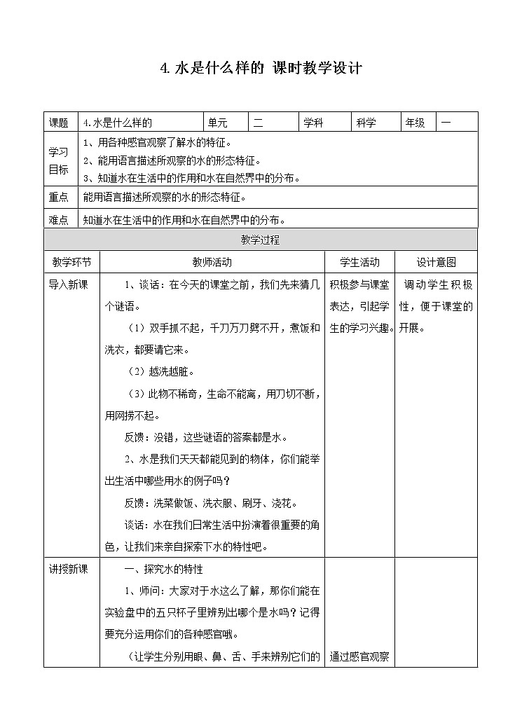 苏教版小学科学一年级下册04:水是什么样的(精品课件+教案)01