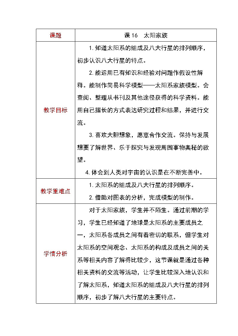 青岛版五四制五年级科学下册第四单元教案第1页
