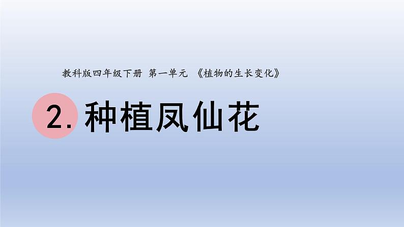 小学科学教科版四年级下册第一单元第2课《种植凤仙花》课件20(2022新版)第1页