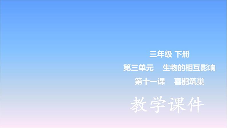冀人版三下第3单元 第11课-喜鹊筑巢 课件第1页