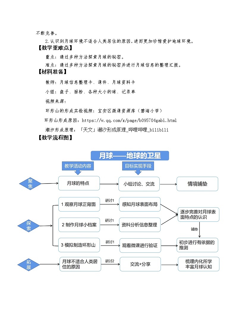 科教版小学科学3-5《月球——地球的卫星》教学设计第2页
