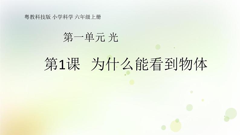 第1课《为什么能看到物体》教学课件+教材分析 粤教版小六科学上册01