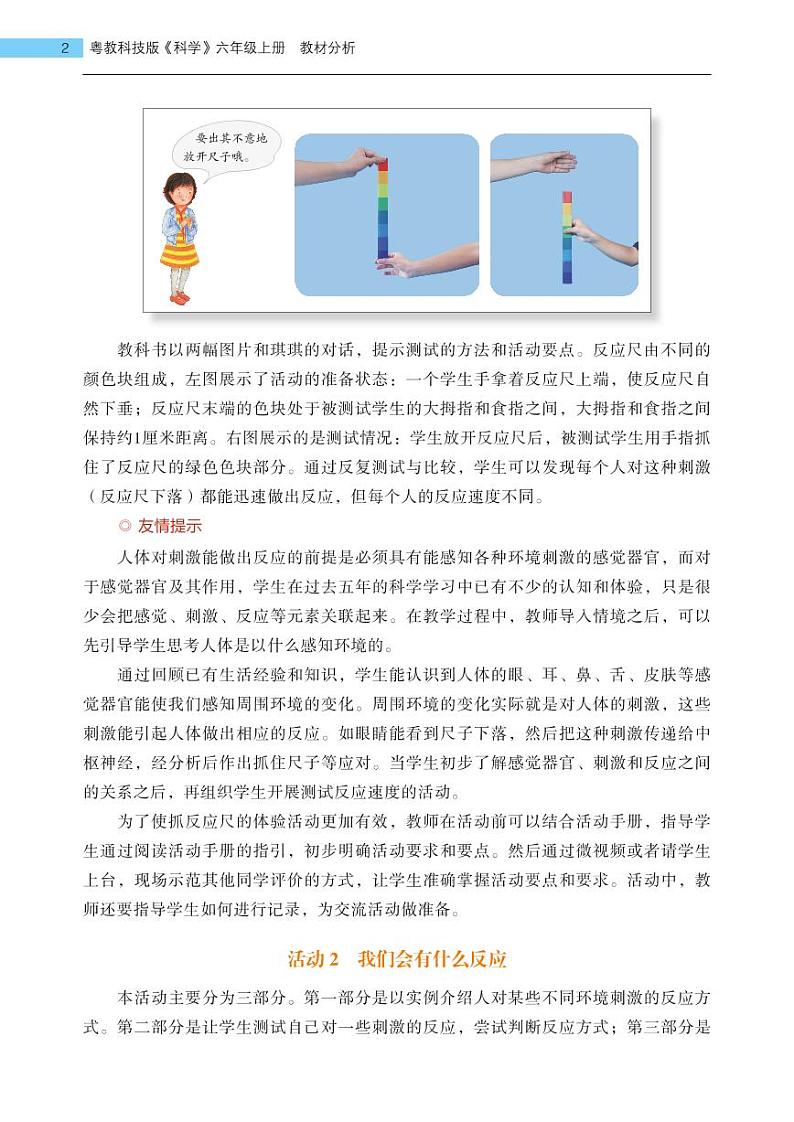 第14课《测试我们的反应》教学课件+教材分析 粤教版小六科学上册02