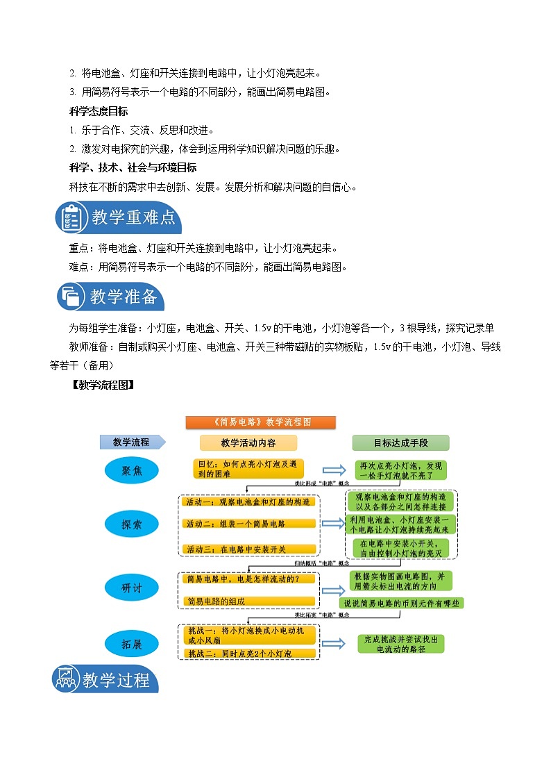 2.3 简易电路 教案 小学科学教科版(2017)四年级下册(2022年)第2页