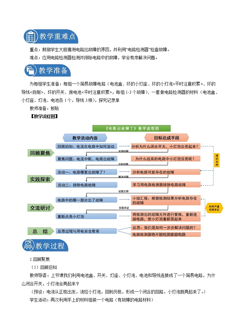 2.4 电路出故障了 教案 小学科学教科版(2017)四年级下册(2022年)第2页