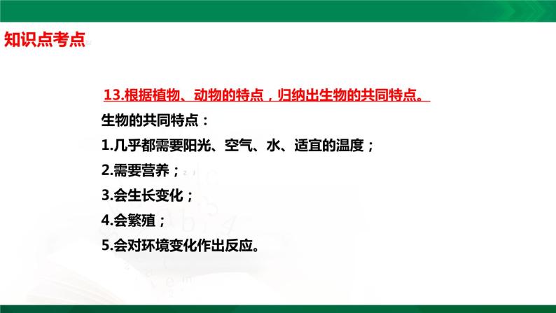 四年级下册科学5.15：生物与非生物知识点考点【复习课件详细】（14张PPT）06