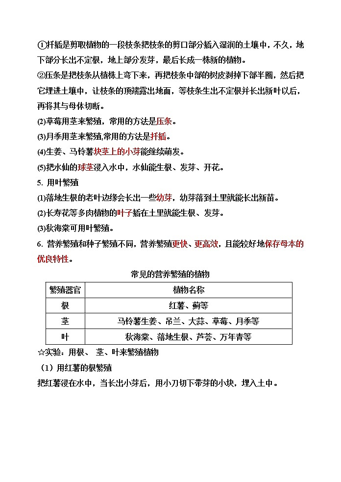 【精】四年级科学下册13++用根、茎、叶繁殖(苏教版)基础知识梳理第2页