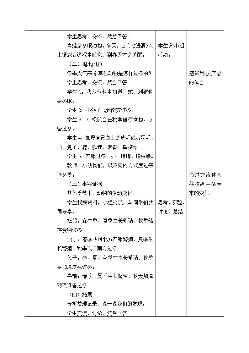 大象版(2017秋)科学二年级下册 3.2 四季与动物(教案))第2页