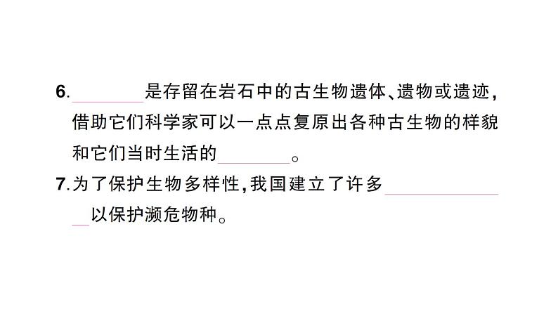 教科版科学六年级下册第二单元生物的多样性综合训练课件05