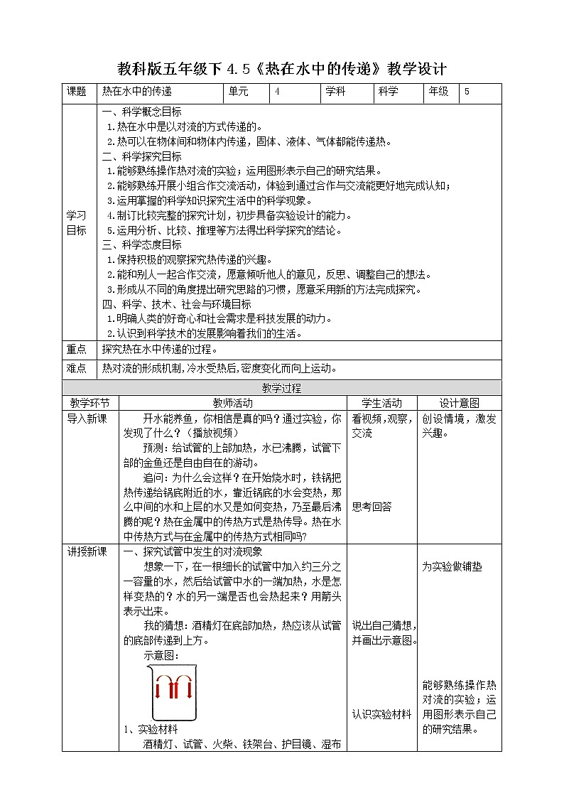 教科版五年级下册科学4.5《热在水中的传递》(课件+教案+练习)01