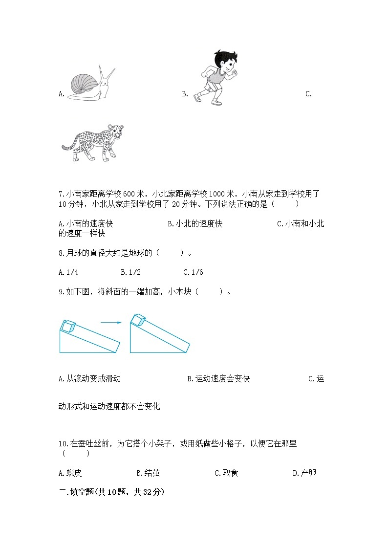 教科版三年级下册科学期末测试卷(考点精练)第2页