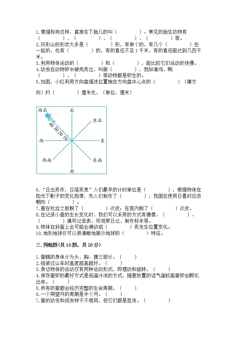 教科版三年级下册科学期末测试卷精品(全优)第2页