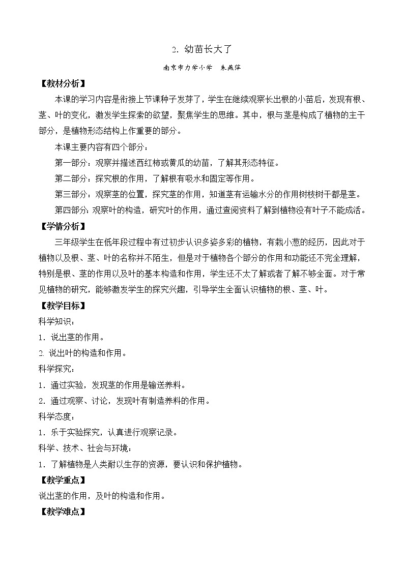 2.幼苗长大了(江苏 朱燕萍)(第二课时)第1页