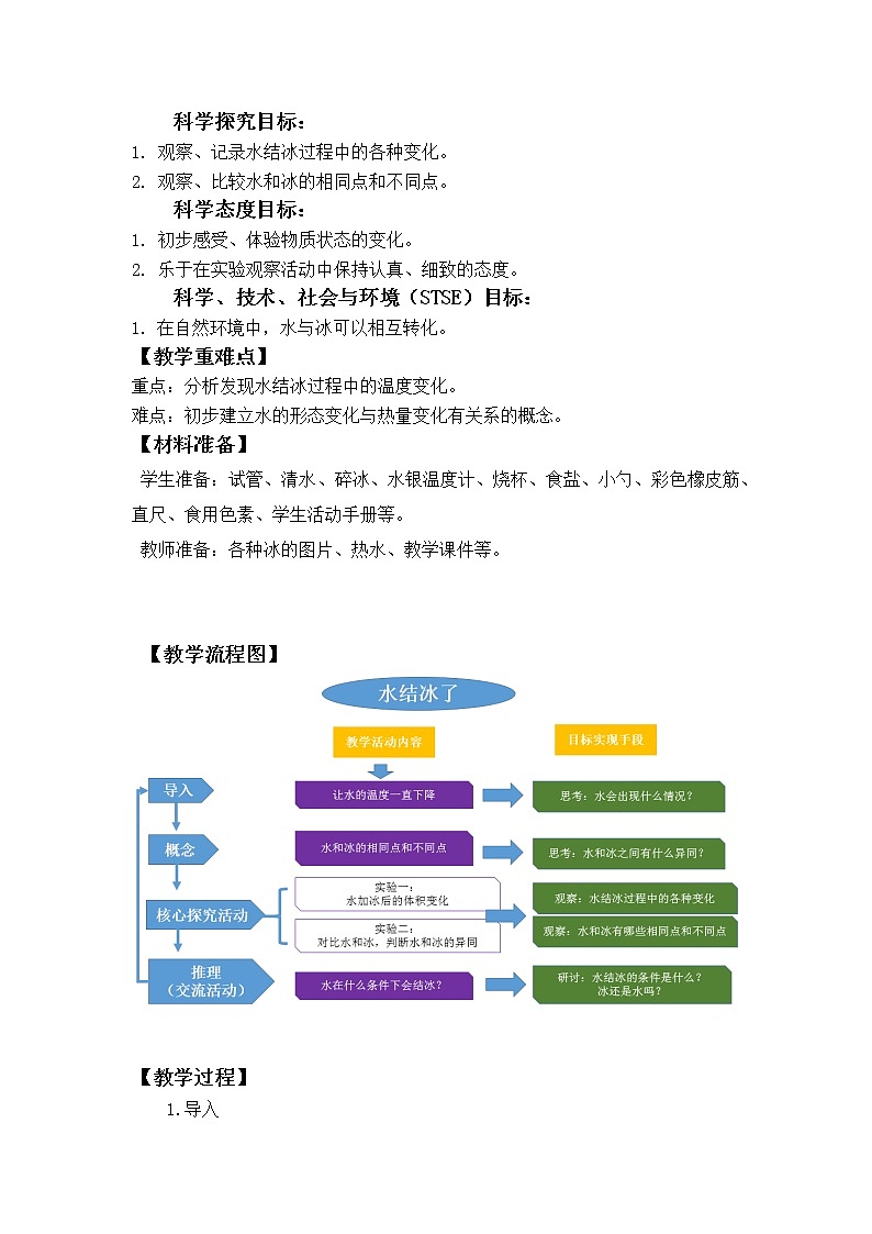 科学 三年级上册1.3水结冰了 教学设计 教科版2017第2页