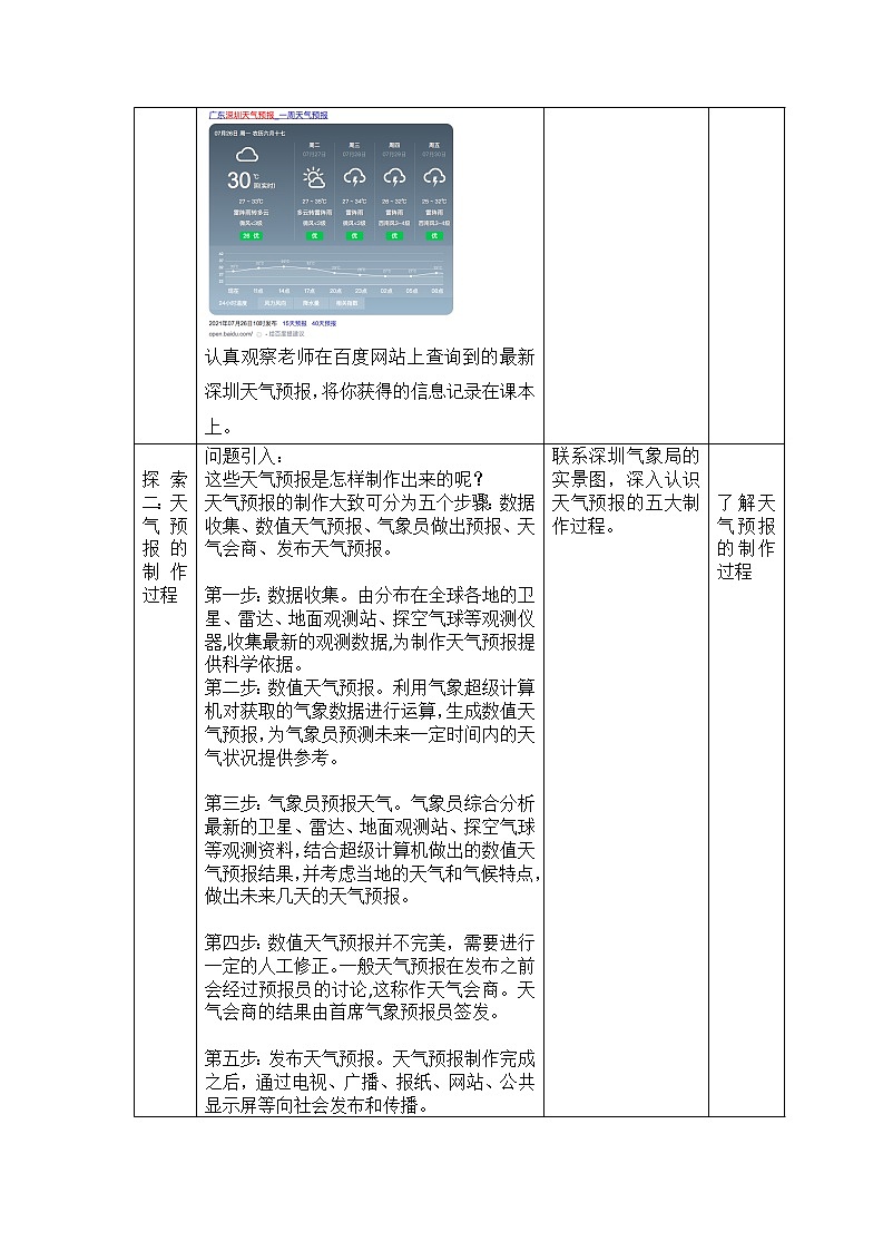 科学三年级科学上册3.8天气预报是怎样制作出来的 教学设计 教科版201702