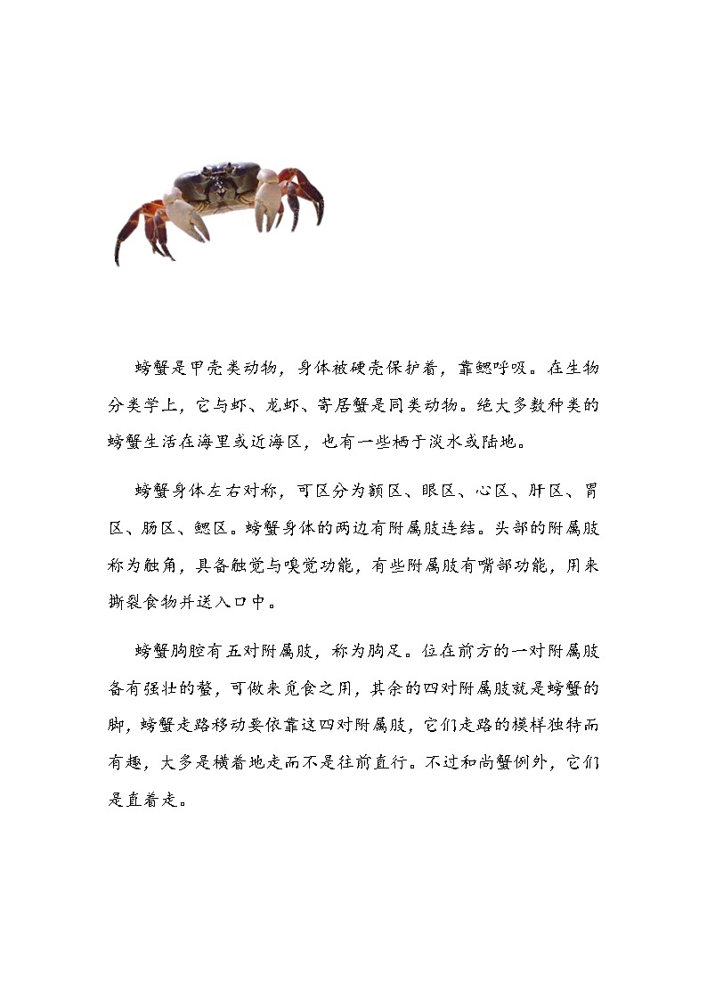 螃蟹介绍卡第1页