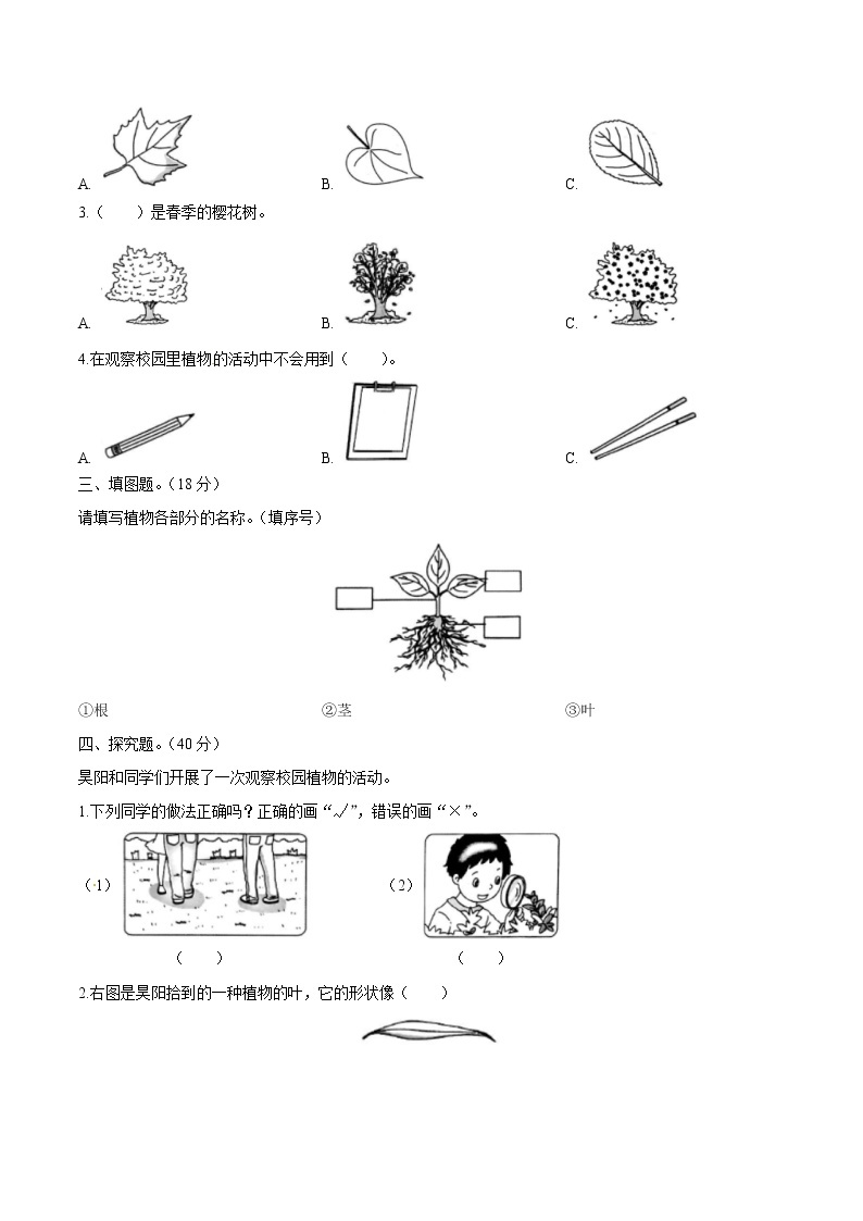 教科版科学一年级上册第一单元全练全测（含答案解析）02