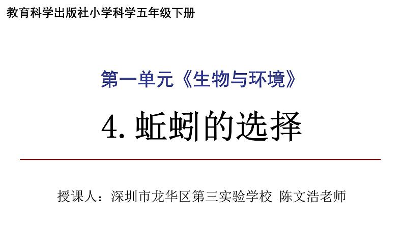 小学科学 五年级下《蚯蚓的选择》 课件第1页