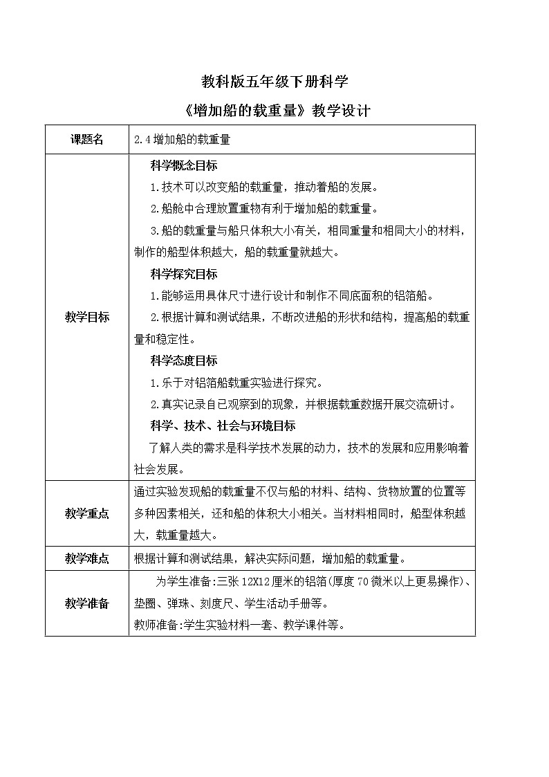 2.4《增加船的载重量》课件PPT+教案01