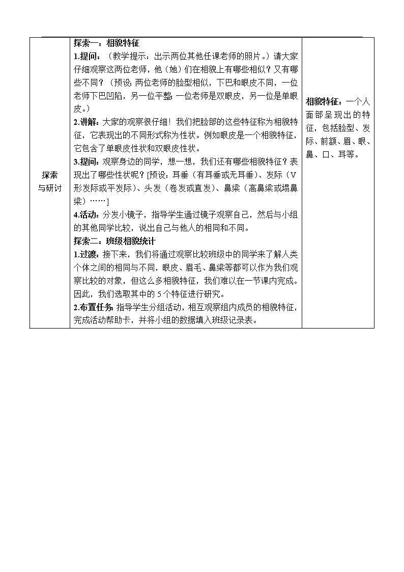 新教科版科學(xué)六年級(jí)下冊(cè)第5課 相貌各異的我們 教案第2頁(yè)