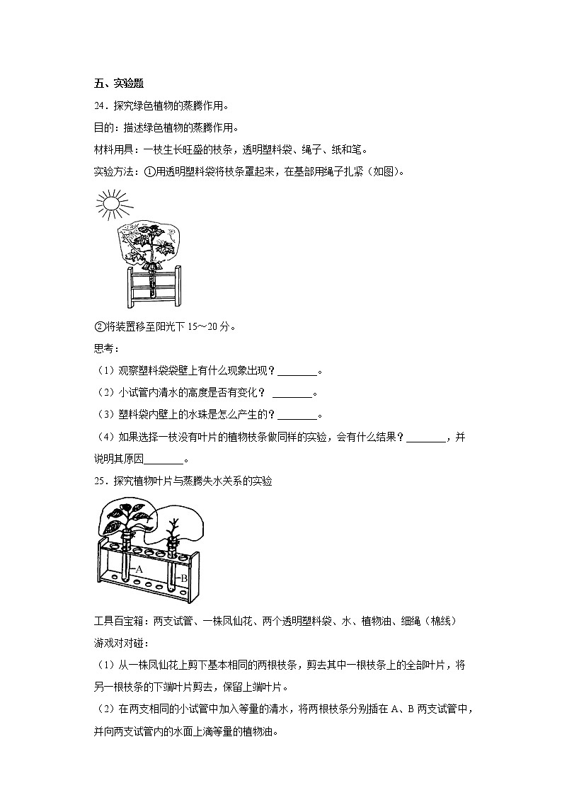 教科版科学四年级下册第一单元测试卷B03