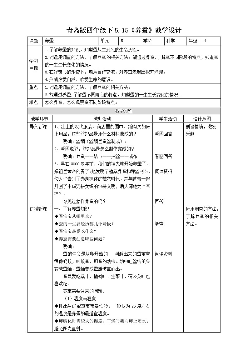 5.15《養(yǎng)蠶》教案第1頁