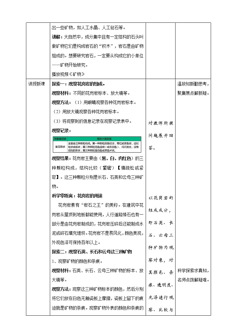 3.3《巖石的組成》教案 教科版(2017)四年級(jí)科學(xué)下冊(cè)第2頁(yè)