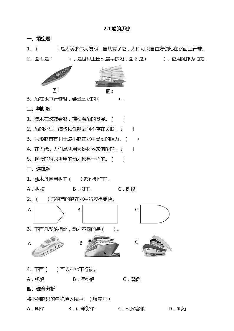 2.1《船的历史》课件+素材 教科版五年级科学下册(送教案练习)01