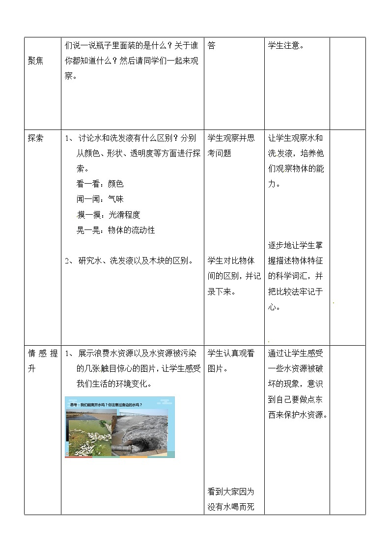 一年级下册科学教案- 第一单元 第5课 观察一瓶水 教科版02