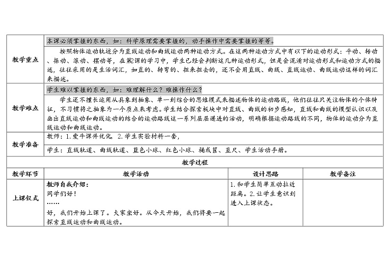 3.《直线运动和曲线运动》教学设计第2页