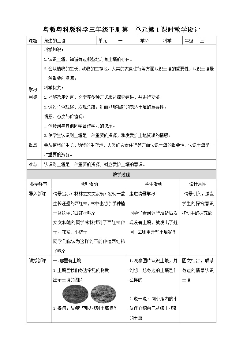 1.1《身边的土壤》课件+教案+练习01