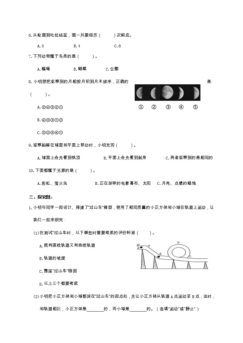 2022-2023学年三年级下学期科学期末检测试卷教科版试卷十一第3页
