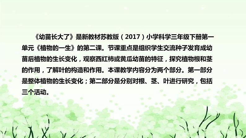 苏教版(2017)小学科学三年下册《幼苗长大了》说课(附反思、板书)课件第5页