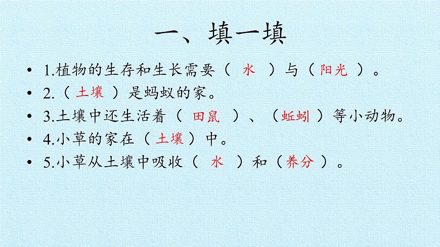 冀人版小學科學二年級下冊復(fù)習課件：第3單元 土壤與動植物第6頁