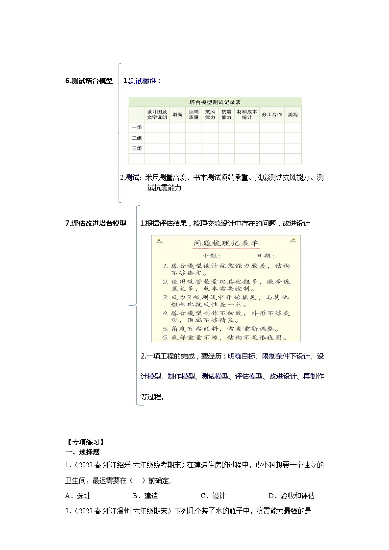 专题1 小小工程师——2023年小升初科学教科版专题复习02