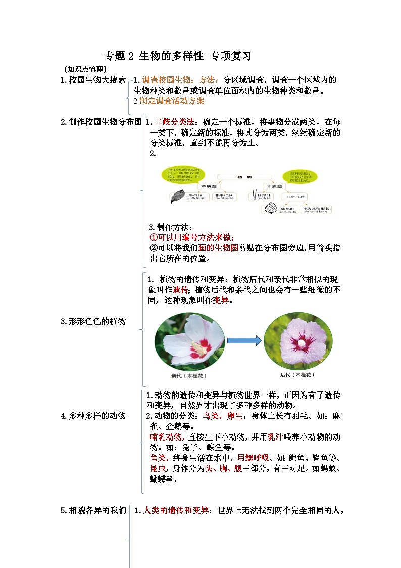 专题2 生物的多样性——2023年小升初科学教科版专题复习第1页