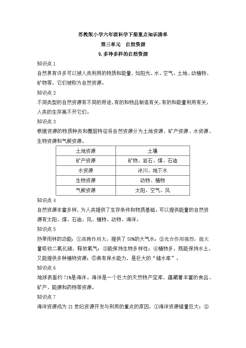 【期末复习】第三单元(讲义)——六年级下册科学单元知识点总结(苏教版)01