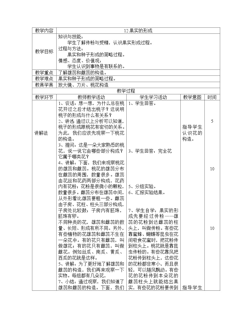 《12.果实的形成》教案+课件01