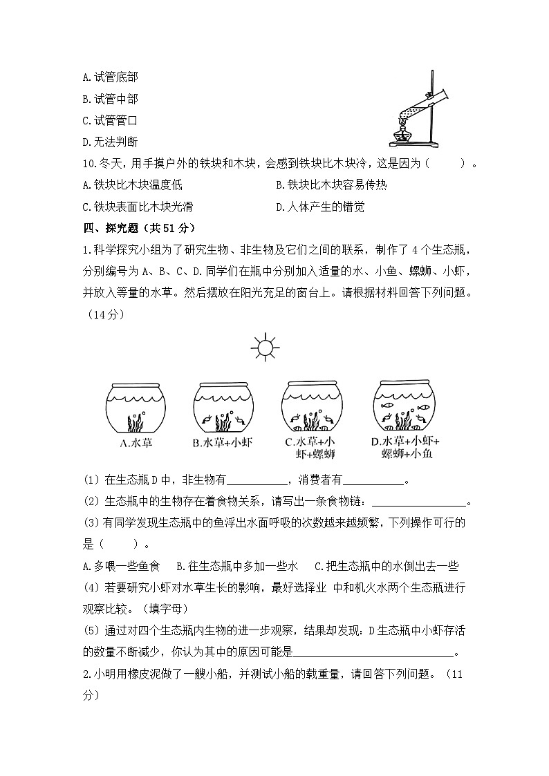 2022-2023学年五年级科学下册期末模拟卷二(教科版)03