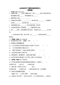 2022-2023学年五年级科学下册期末模拟卷三（苏教版）